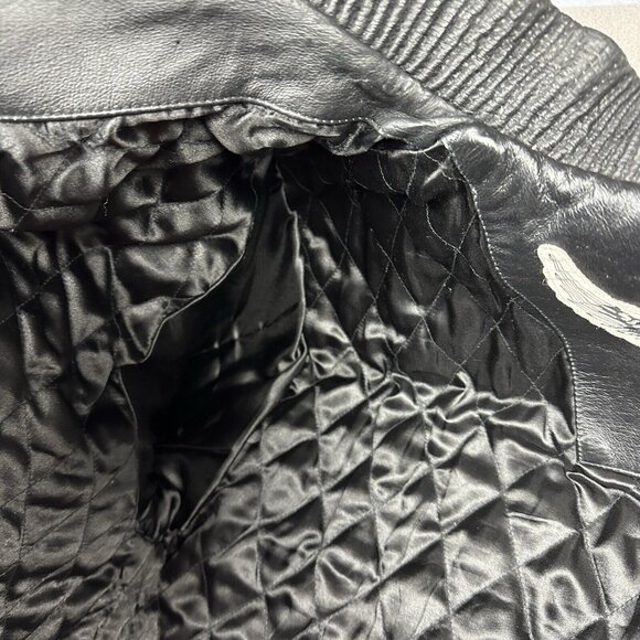 Vintage Max USA Leather Jacket Embroidered Patterned Design Hip Hop Y2K 90s XXL - Picture 12 of 16